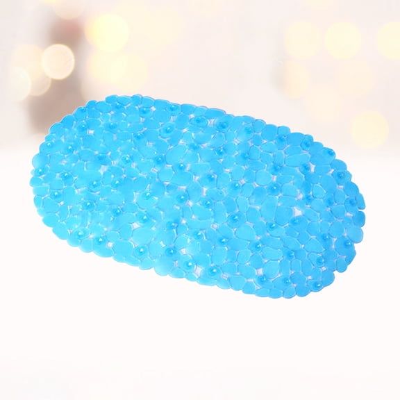 WHAMVOX 1pc Non-slip Bath Mat PVC Shower Mat Hollow Cobblestone Shaped Antiskid Bathroom Mats (Blue)