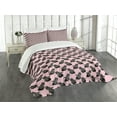thumbnail image 3 of Ambesonne Swan Quilted Bedspread Set 3 Pcs, Vintage Black Cartoones, King Size, Pale Pink Black, 3 of 5