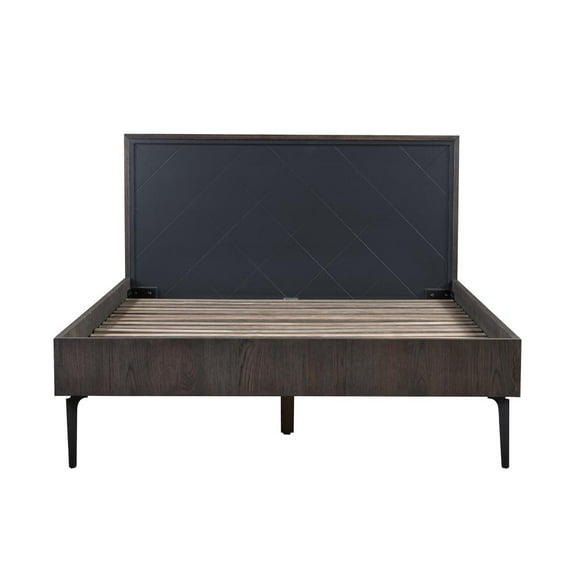 Cross Solid Oak and Metal King or Queen Platform Bed Frame