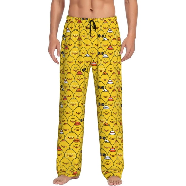 Fotbe Funny Ducks Pantalones de Pijama para Hombre, Pantalones de Dormir, Pantalones de Casa con Cintura Ajustable y Bolsillos-Medium