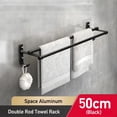 thumbnail image 1 of Toallero de mano para baño, soporte para toallas, soporte de pared sin taladro, barra de toalla de 40/50cm, barra doble de aluminio de 2 niveles, 1 of 7