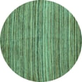 thumbnail image 1 of Ahgly Company Machine Washable Indoor Round Abstract Turquoise Blue Modern Area Rugs, 5' Round, 1 of 4