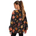 thumbnail image 2 of Xoenoiee Maple Leaves Heart Print Women's Oversized Sweatshirts Y2K Drop Shoulder Long Sleeve Crewneck Pullover Casual Streetwear Top with Pockets, Size S, 2 of 7