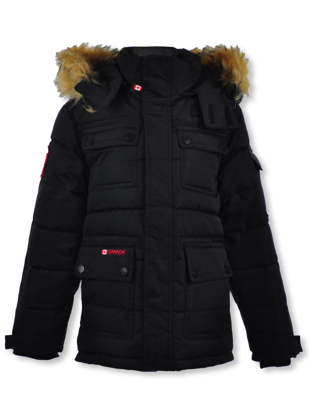 Canada Weather Gear Boys' Faux Fur Parka Jacket black, 14 16 (Big