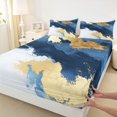 thumbnail image 3 of Manfei Modern Marble Pattern Twin Sheet Sets,Fulid Art Twin Fitted Sheet,White Gold Blue Flat Sheet For Kids,Microfiber Bedroom Decor,3-Piece, 3 of 7