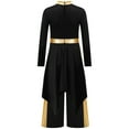 thumbnail image 2 of Zaldita Kids Girls Metallic Long Sleeve Lyrical Praise Dance Dress Tunic Worship Gown Church Robe with Wide Leg Pants Black 12, 2 of 6