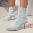 thumbnail image 2 of HAPIMO Women Ankle Boots Pointed Toe Heel Rear Zip Knit Stretch Upper Footwear For Evening Dating And Urban Social Gathering Gray 38, 2 of 5