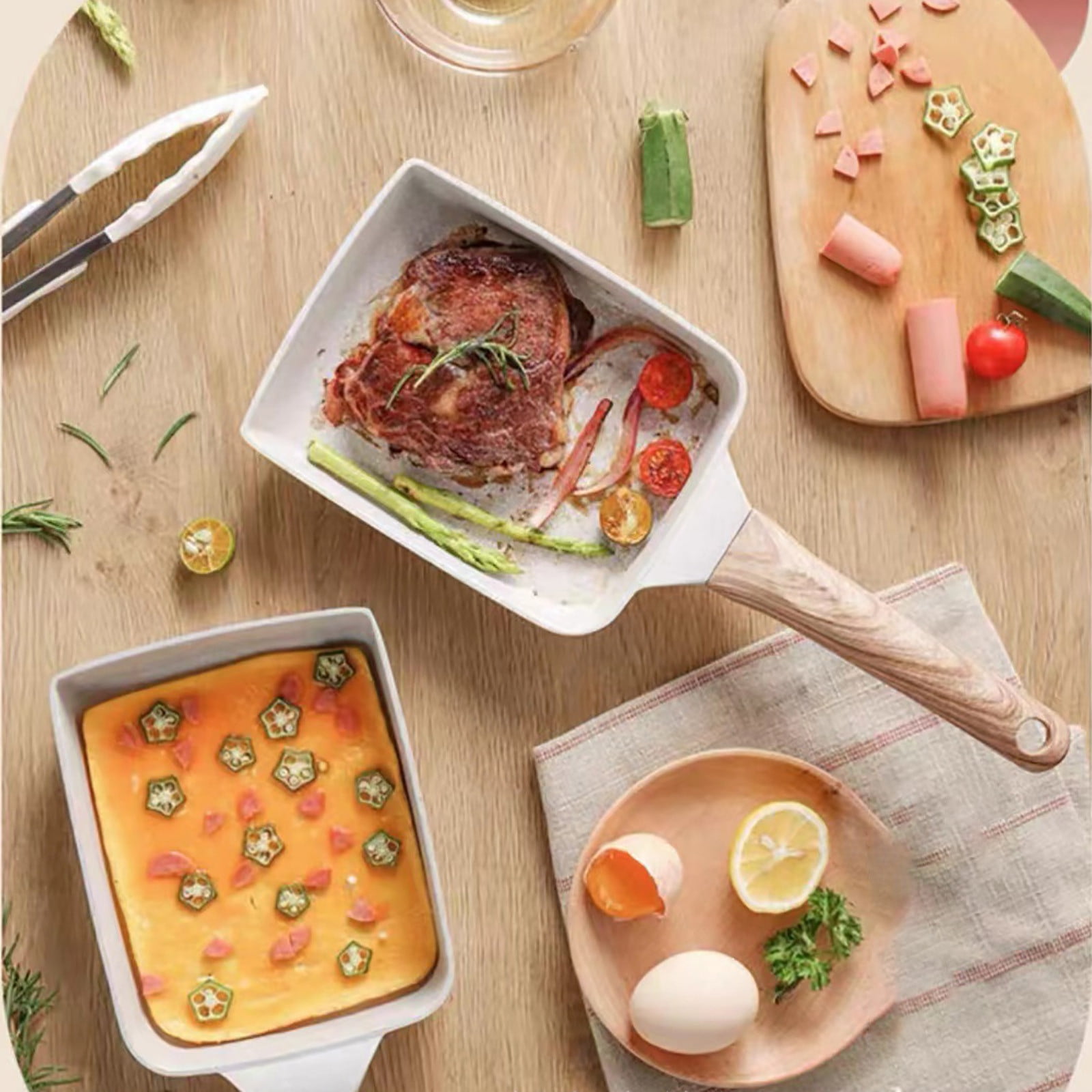 Burn Non Stick Frying Pan Steak Pan Maifan Stone Breakfast Pan Roll Pan Egg Pan Omelet Pan Pancake Pan Small Skillet Non Toxic Induction Compatible Gas Stove Oven Safe Easy Clean Healthy, HAODEJW