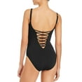 thumbnail image 2 of Bleu by Rod Beattie Lace-Up Plunging Womens One-Piece Swimsuit 4 Black, 2 of 4