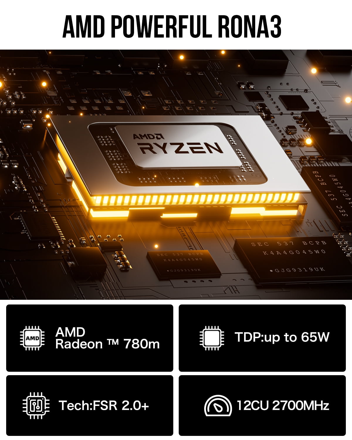 GMKtec Gaming Mini PC, 32GB RAM 1TB SSD, AMD Ryzen 7-7840HS(MAX5