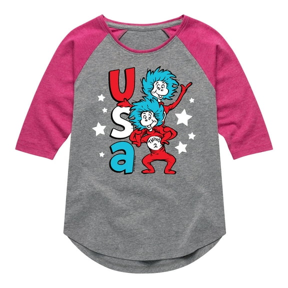 Dr. Seuss - USA Things - Toddler And Youth Girls Raglan Graphic T-Shirt