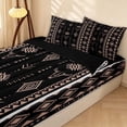 thumbnail image 2 of Erosebridal Boho Aztec Zipper Twin Comforter Sets with Fitted Sheet and 2 Pillowcases, Vintage Geometric Zipper Bedding Set, Black Blush, Black Reversible, 2 of 7