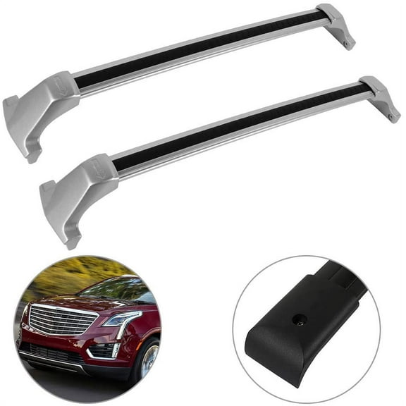CCIYU Cargo Racks for Cadillac XT5 2017-2021 Rooftop Luggage Canoe Kayak Carrier Rack Silver Roof Rack Cross Bar - Fits Side Rails Models ONLY