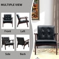 thumbnail image 5 of Bonzy Home Accent Chair Mid Century Modern PU Leather Armchair with Wood Frame for Living Room Bedroom Study Room, Easy Assembly, Black, 5 of 10