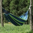 thumbnail image 2 of Ligero Plegable Hamaca de viaje al aire libre Azul Cyan Stripe Cotton High Elasticity Camping Swing Abanopi Hamaca, 2 of 7