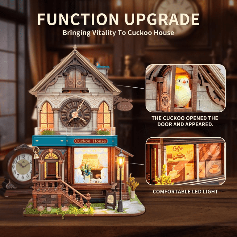 BUSATIA DIY Book Nook Kit, Miniature Cuckoo Clock House Kit, 3D