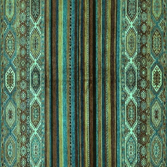 Ahgly Company Indoor Square Abstract Turquoise Blue Modern Area Rugs, 4' Square