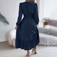 thumbnail image 6 of Wdgfv Ruffle Maxi Dress for Women, Pleated A Line Flowy, Business Casual, Holiday Modest Long Sleeve Smocked Spring, 6 of 6