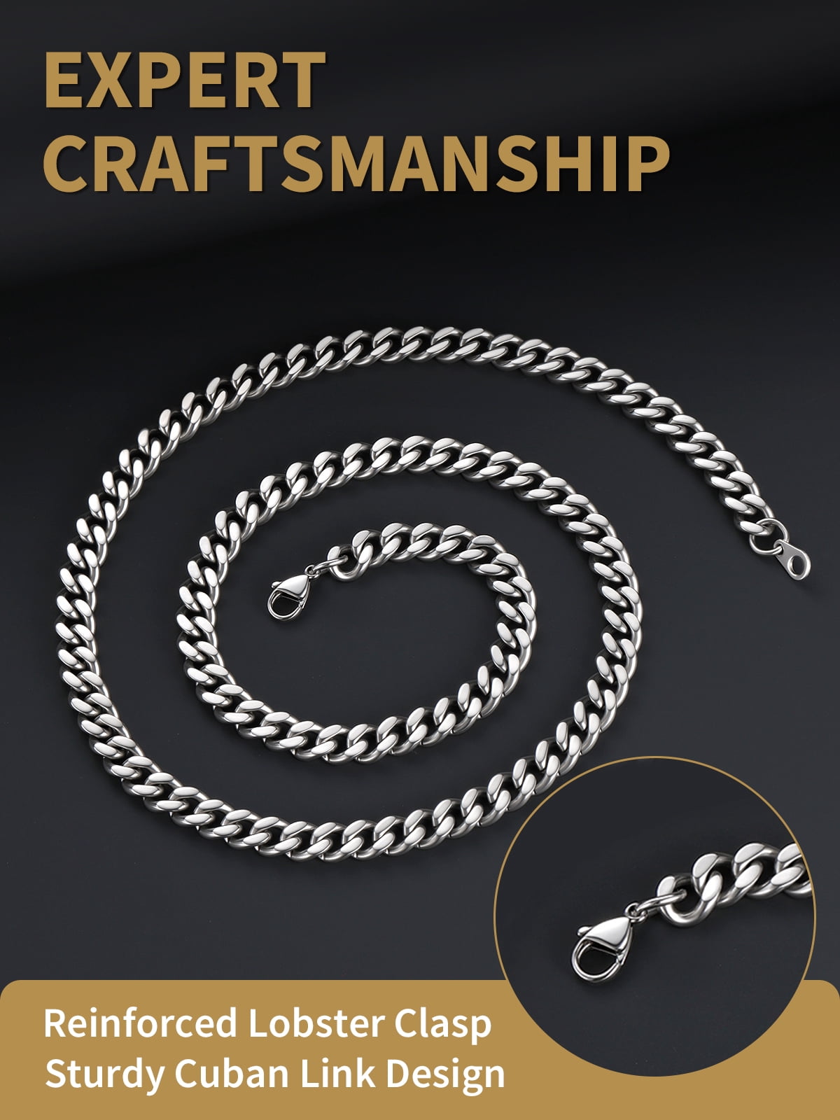FindChic Chain Necklace for Men Women, Stainless Steel Cuban Link Graduation Fathers Day Jewelry Gifts Him Boyfriend Husband Adults Male Son Age Ideas, 7mm/28inch