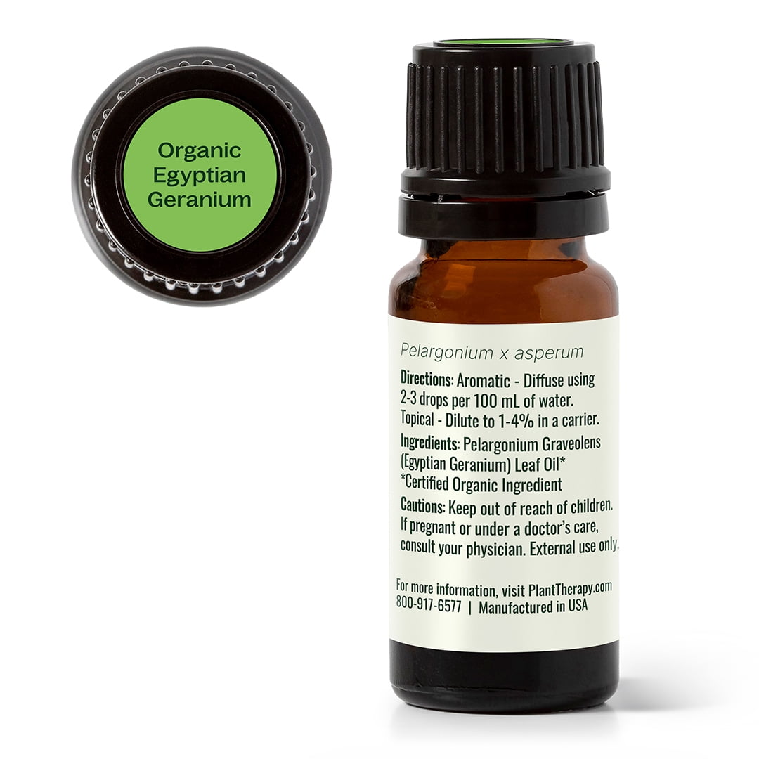 Plant Therapy Organic Egyptian Geranium Essential Oil 100% Pure, USDA Certified Organic, Undiluted, Natural Aromatherapy 10 mL (1/3 oz)