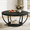 Dark Black, variant on Fnova Coffee Table with 2 - Tier Storage, 32" Round Wood Coffee Table with Metal Legs, Modern Rustic Style Center Table for Living Room, Warm Brown and Black