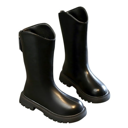 

Gomelly Girl Winter Shoes Fashion Mid Calf Boots Zipper Riding Boot Non-Slip School Dress Black 10C