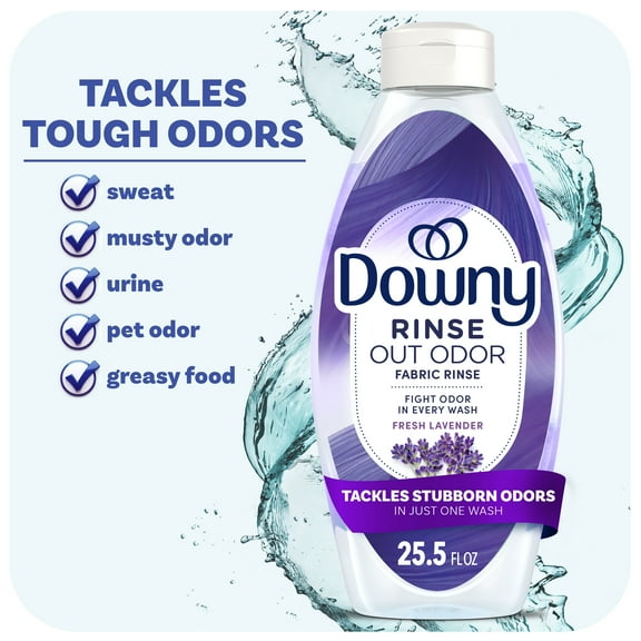 Downy Rinse Out Odor Laundry Rinse, Tackles Tough Odors and Refreshes, Fresh Lavender Scent, 25.5 fl oz