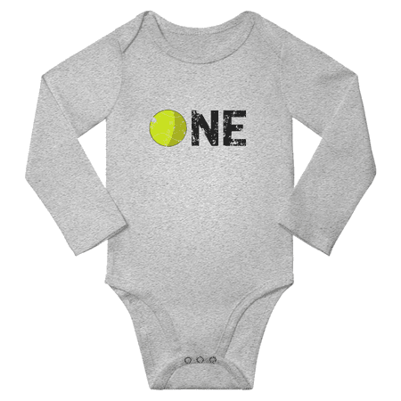 

1st Birthday Tennis First Birthday Funny Baby Long Sleeve Girl Boys Romper (Gray 6-12M)