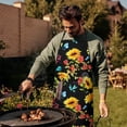thumbnail image 4 of Black Colorful Flower Leaf Sunflower Apron-Garden Aprons for Women with Pockets-Cotton Linen Waterproof Kitchen Cooking Gardening Aprons Adjustable for Kitchen,Cooking,BBQ and Salon 33x27 Inch, 4 of 7