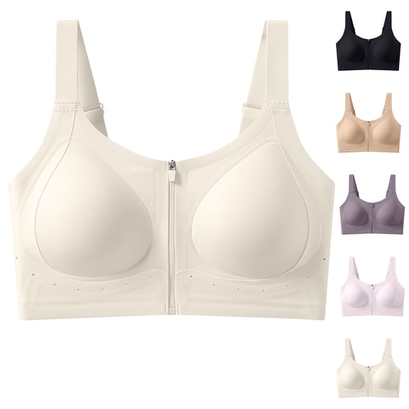 Admvng Women's Front Zip Bra Jelly Wireless Seamless Comfort Everyday Bra