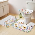 thumbnail image 4 of Country Sunflower Bathroom Rugs Set Daisy Butterfly Retro Farmhouse Botanical Non Slip Absorbent Soft Bath Mats 3 Piece Set with Bathroom Rug, U-Shaped Floor Mat, Toilet Seat Cover Large Size, 4 of 9
