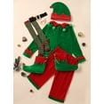 thumbnail image 2 of ZOEREA 7Pcs Kids Christmas Elf Green Set Outfit Velevt Suit Set Xmas Boy's Outfit with Elf Ears, Hat, Shoes, Belt, Socks 6-12Y, 2 of 7