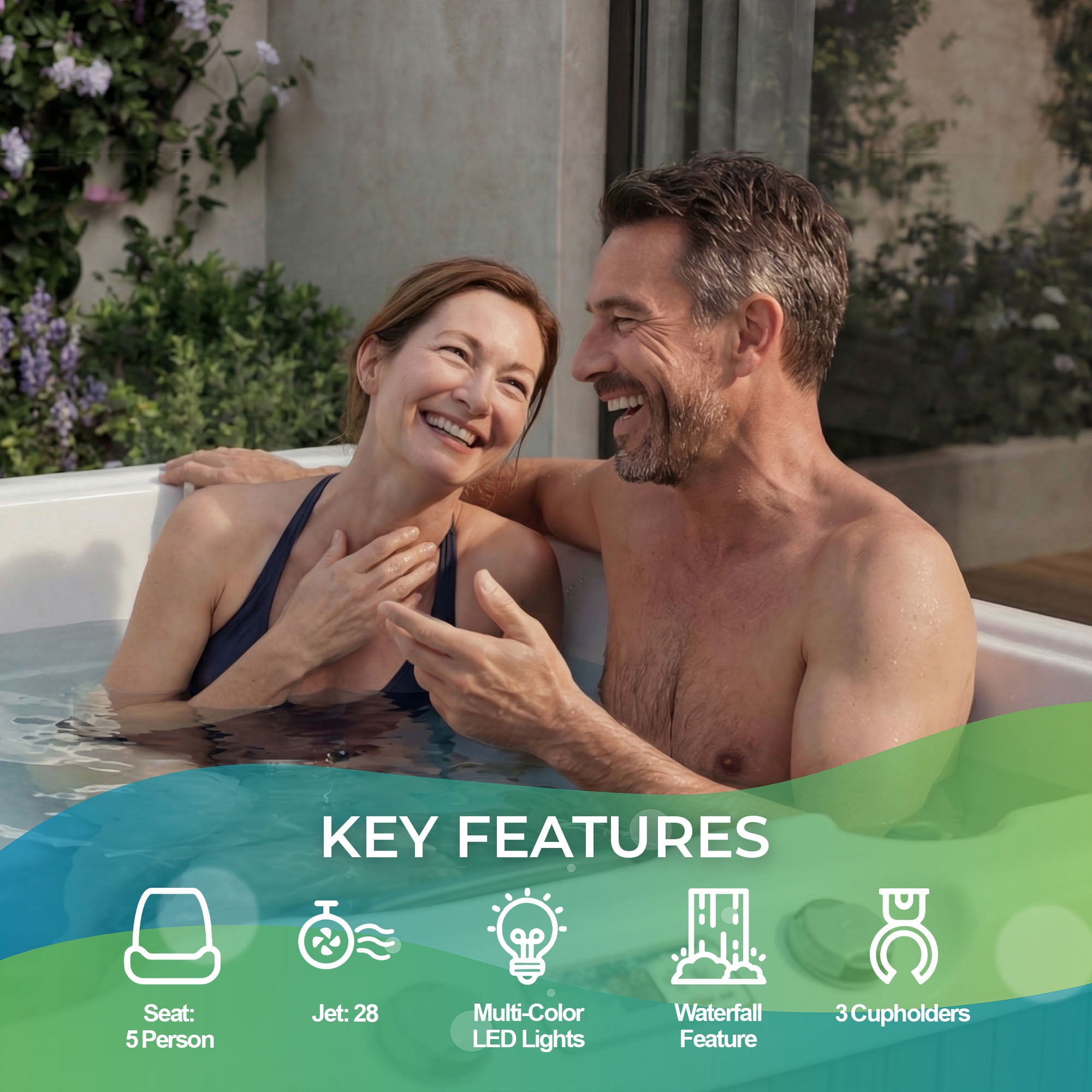 Lifesmart LS350 PLUS Pillow Bundle - 5 Person 28-Jet Spa with spa pillows included!