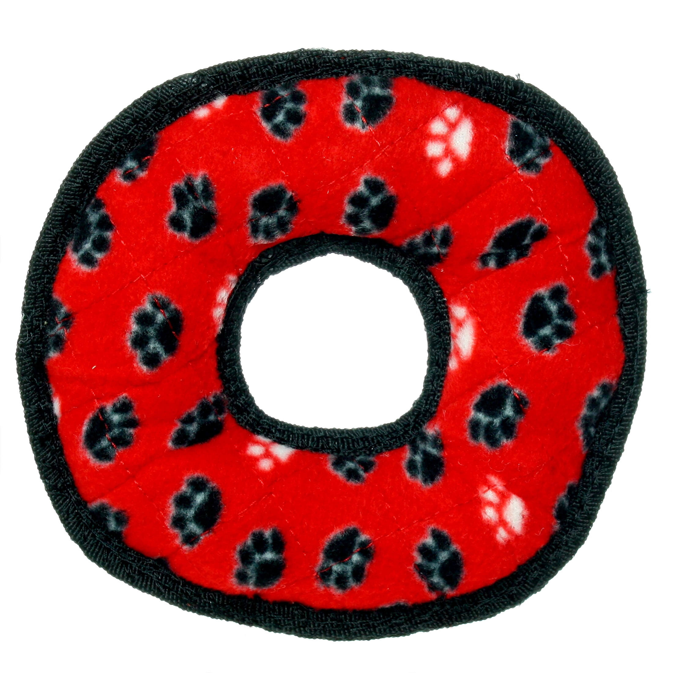 Tuffy Jr Ring Red Paw Durable Plush Dog Toy