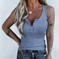 thumbnail image 3 of LYXSSBYX Tank Tops for Women Clearance Women Casual Tanks Sleeveless Buttons Slimming Solid Pullover Vest Blouse Tops, 3 of 5