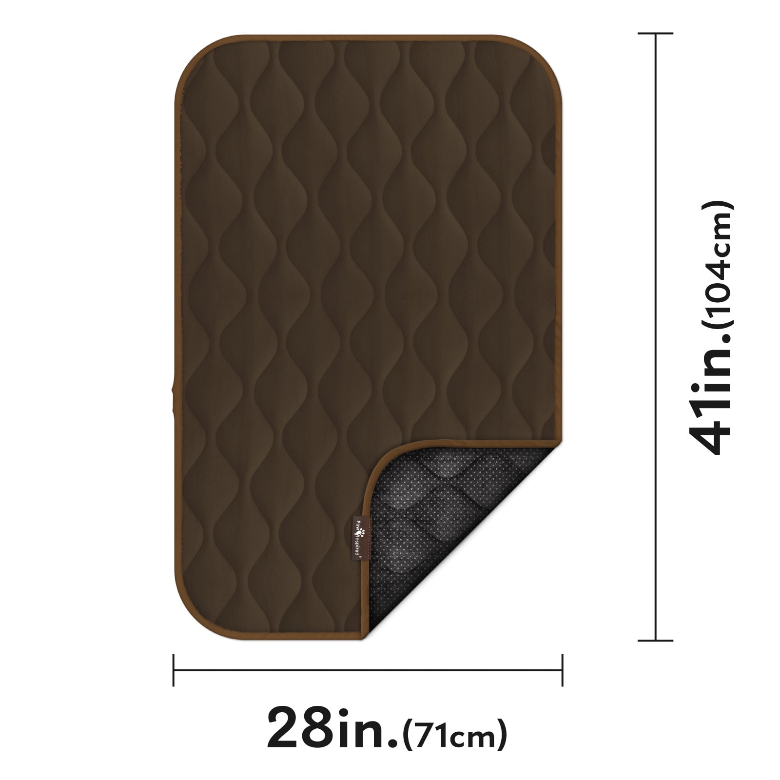 Paw Inspired Washable 42" Dog Crate Mat, Size 41x28 Inch, Waterproof Dog Crate Kennel Bed Anti-Slip Bottom Leakproof Pads (Dark Brown)