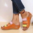thumbnail image 3 of IUJSOY Women's Bohemia Wedge Sandals Cutout Open Toe Summer Slides Comfortable Slip on Sandals, 3 of 8