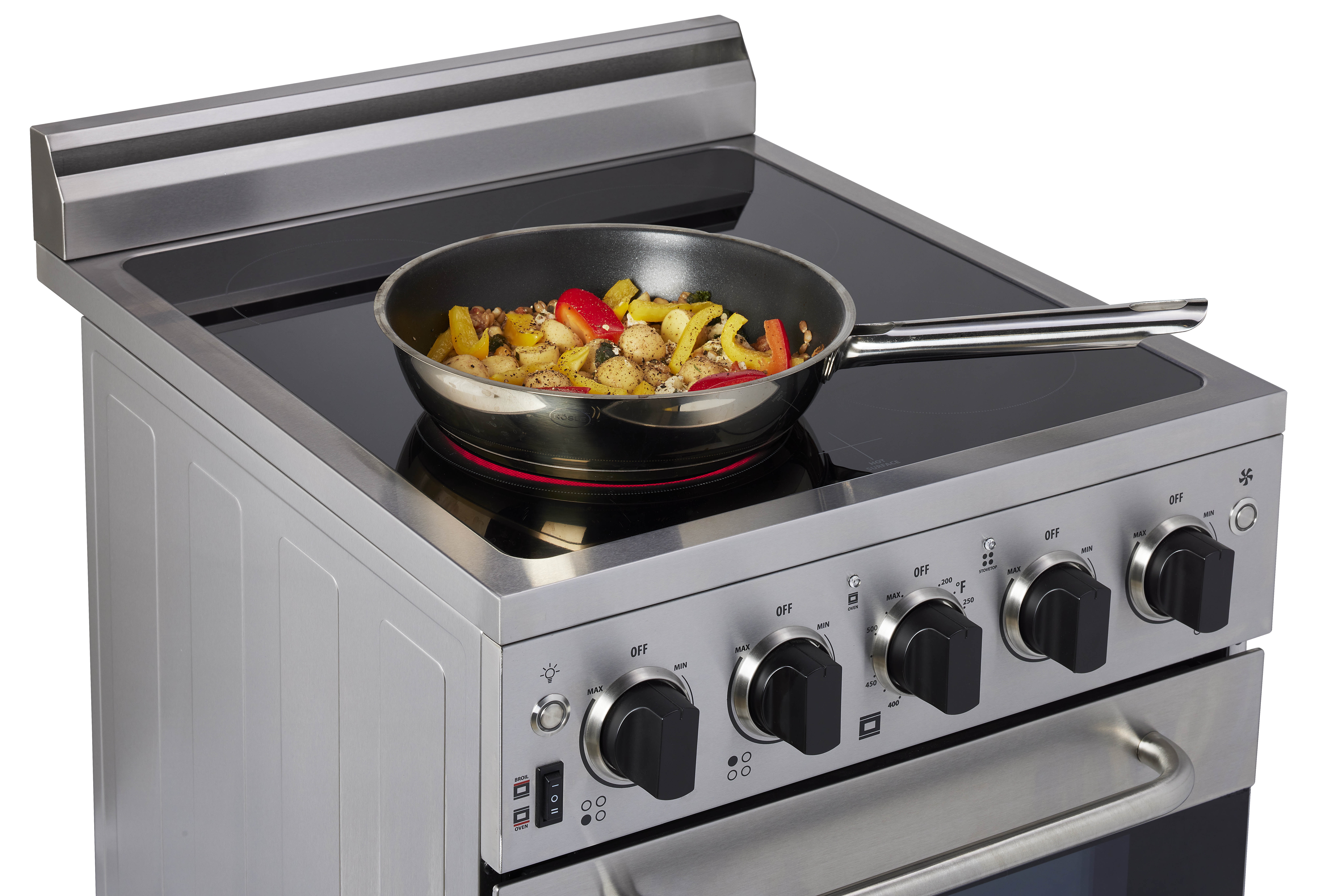 Unique Prestige 20" 1.6 cu/ft Freestanding Electric Range with Convection Oven in Stainless Steel