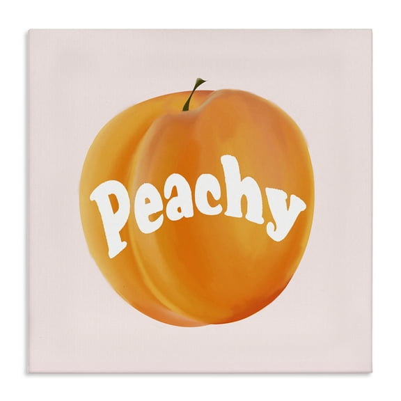 Stupell Industries Peachy Fruit Typography Food & Beverage Painting Wrapped Canvas Art Print Wall Art, 17 x 17