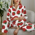 thumbnail image 6 of Bingfone Womens Pajama Sets Hand Drawn Strawberry Print,Long Sleeve Loungewear Pajamas Set-Medium, 6 of 8