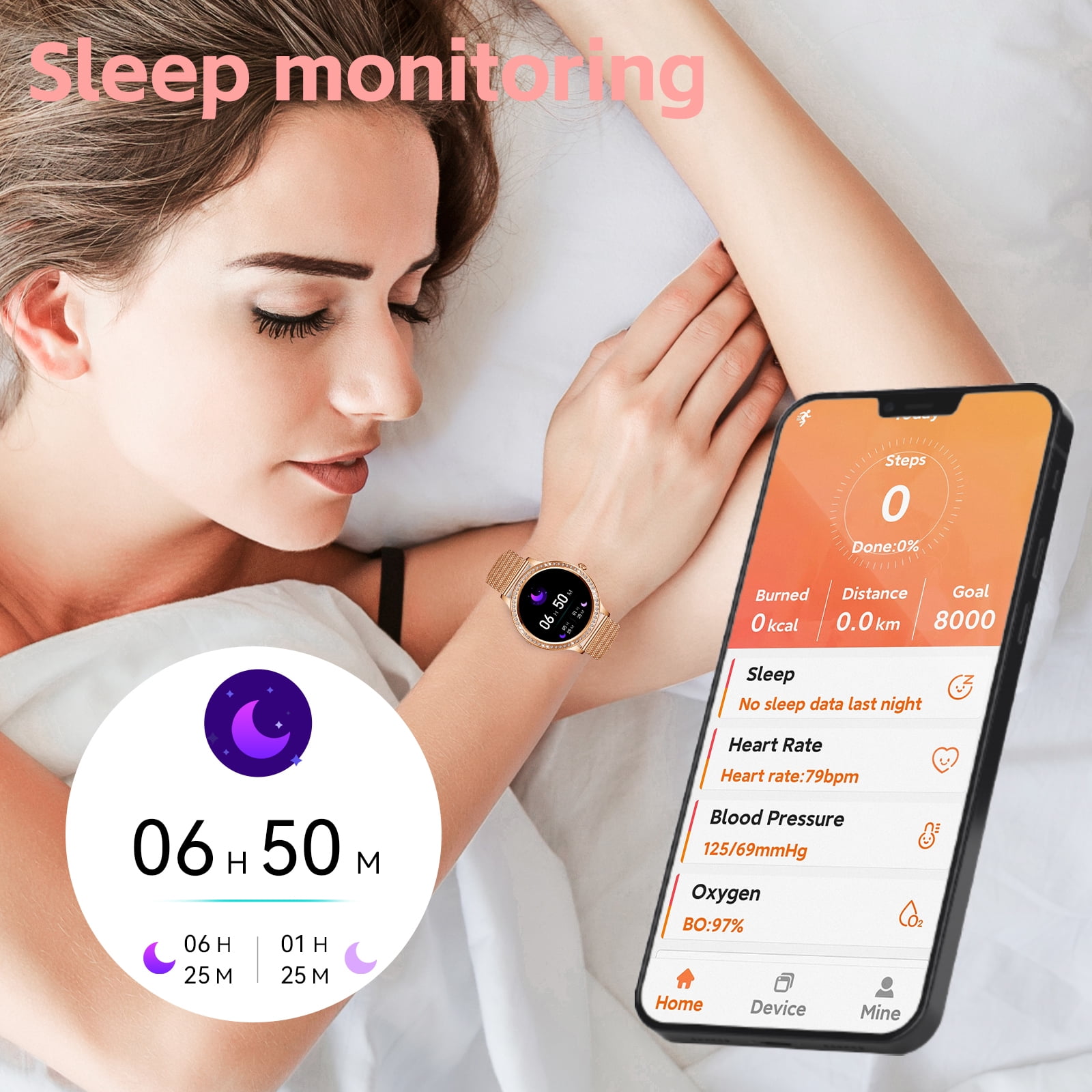 XAXRE Women Smart Watch, 1.32" HD Full Touch Screen Call Receive/Dial with Pedometer Smartwatch, Activity Tracker Watch Compatible with iOS Android