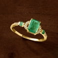 thumbnail image 3 of Ross-Simons 0.90 ct. t.w. Emerald Ring With Diamond Accents in 10kt Yellow Gold, Women's, Adult, 3 of 6