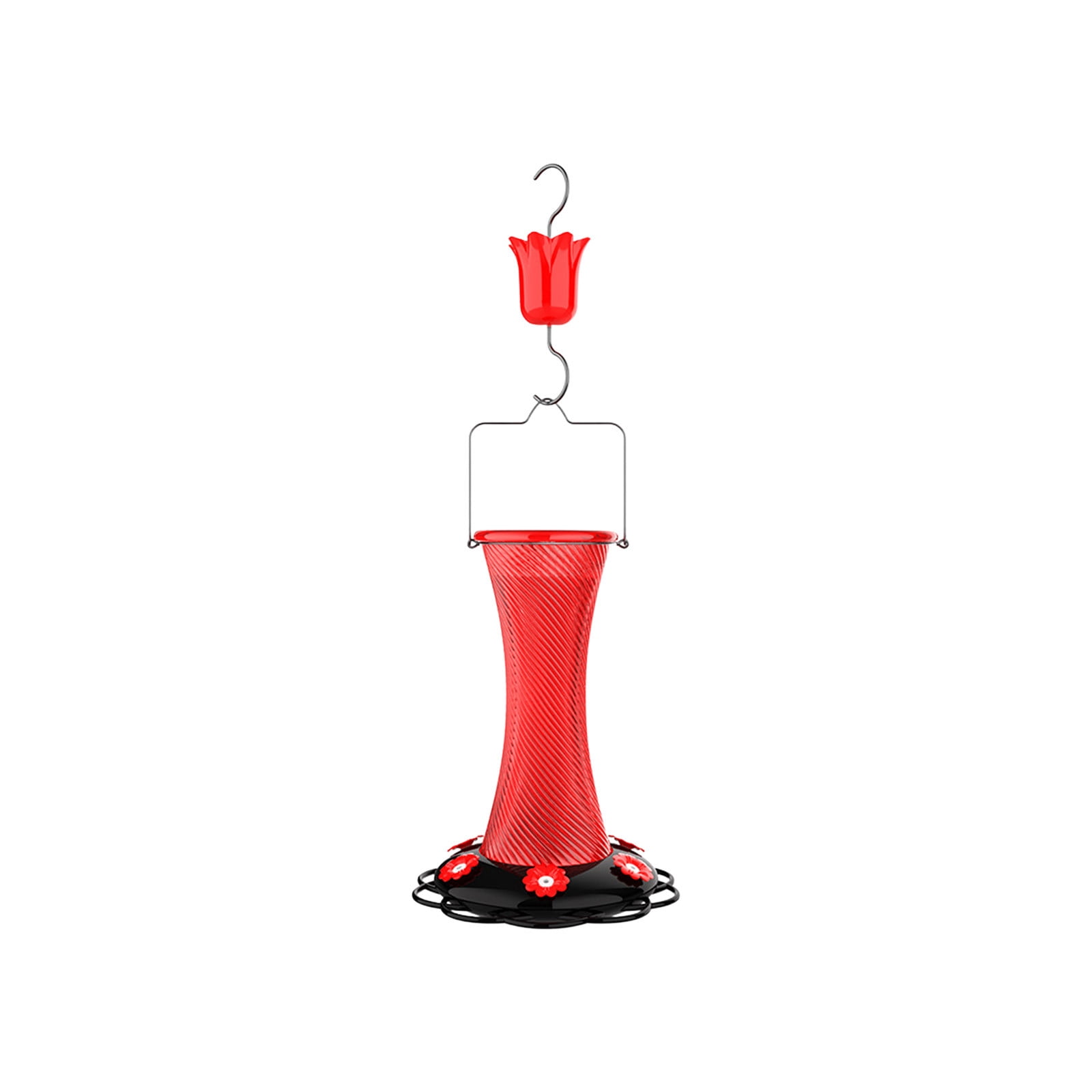 Hanging Glass Hummingbird Feeder, 7.8in Outdoor Decorative Wild Bird Nectar Feeder With Flower‑Shaped Ports