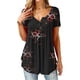 thumbnail image 5 of Camiseta estampada Mujer Verano Cuello redondo Blusa de manga corta Top suelto, Negro, S Methold AP001352-01, 5 of 7