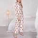 thumbnail image 3 of Balery Strawberry Conjunto de Pijama con Estampado para Mujer, Conjunto de Dos Piezas con Manga Larga, Ropa de Dormir Suave con Bolsillos, Pijamas Cómodos-XX-Large, 3 of 7