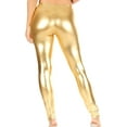 thumbnail image 4 of Sakkas Footless Liquid Wet Look Shiny Metallic Stretch Leggings - Gold - Small, 4 of 6