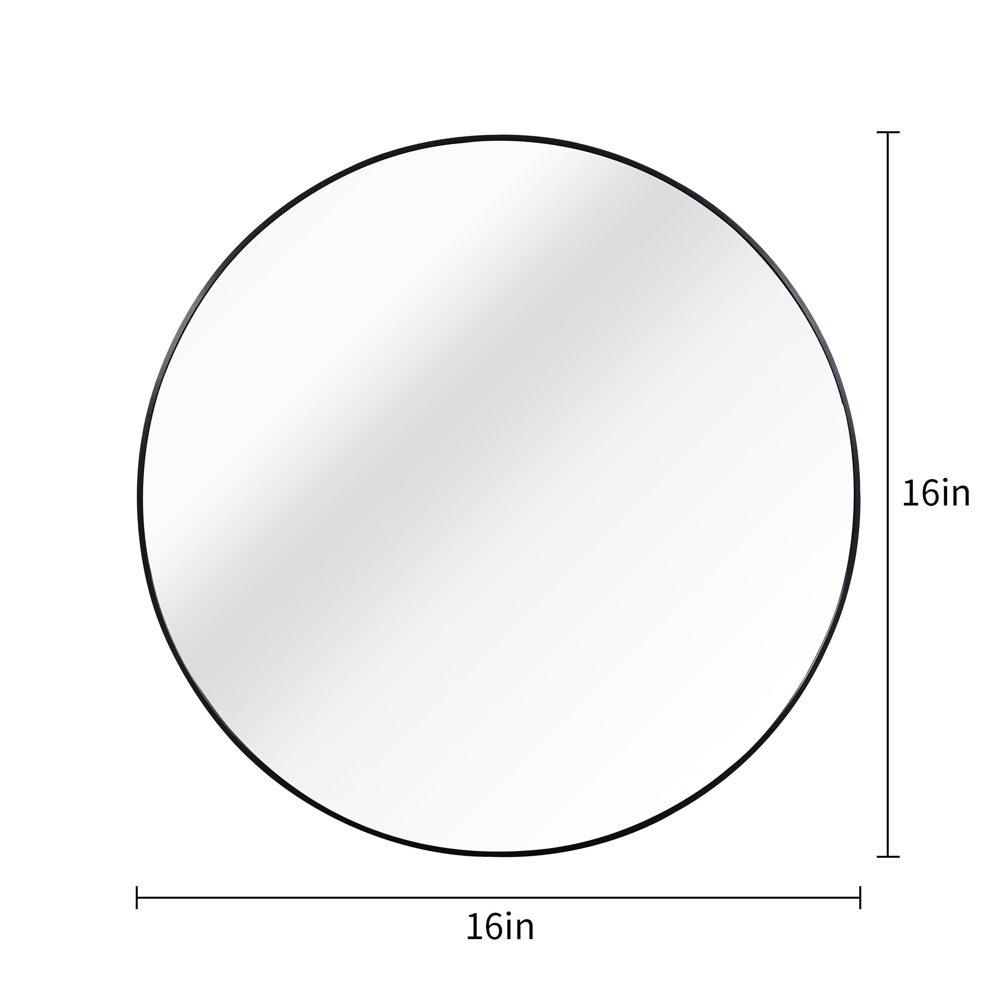 MAYEERTY 16" Black Modern Round Metal Framed Mirror, Wall Decor for Bathroom & Living Room