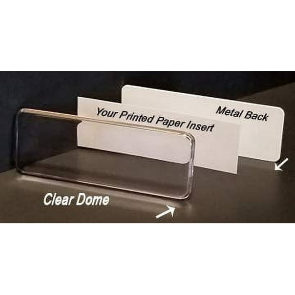 25 Pack Dome Name Badge Kit 1" X 3" Includes Magnet and Pin Fasteners