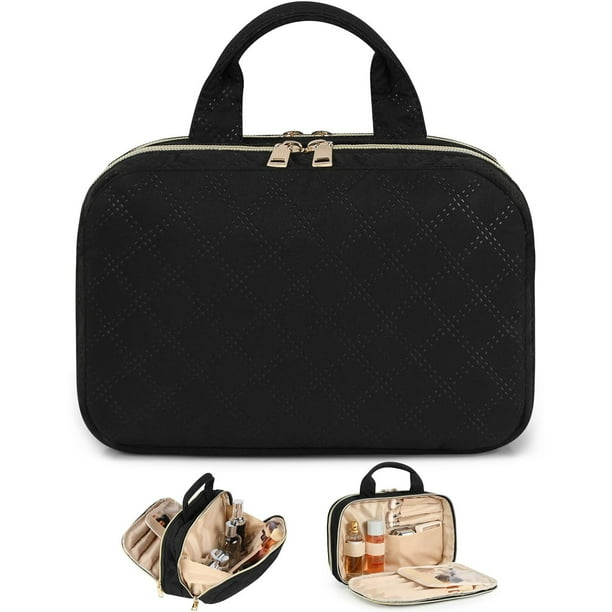 Cosmetiquera para maquillaje,Neceser mujer Impermeable,Cosmetiquera de viaje portátil,Bolsa de maquillaje con múltiples compartimentos,Bolsa de Tocador Multifunciona,Negro