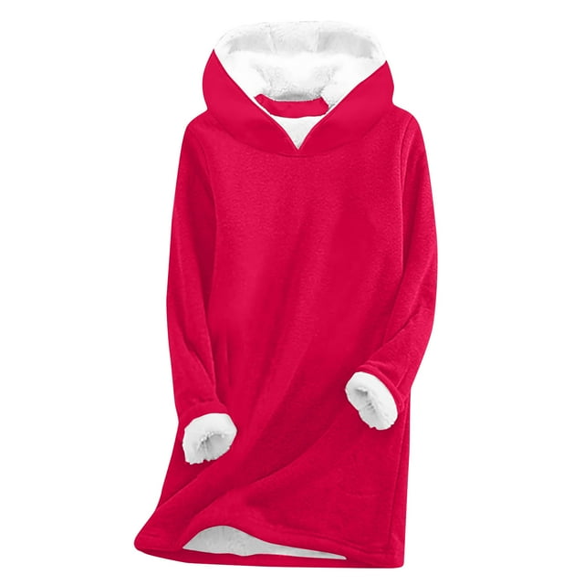 Hauts à Manches Longues pour Femmes, à Capuche, en Peluche Épaissie, Chauds, à Col Rond